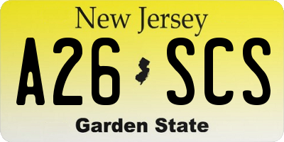 NJ license plate A26SCS