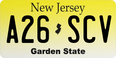 NJ license plate A26SCV