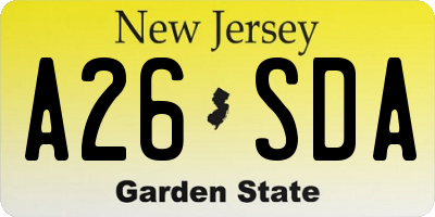 NJ license plate A26SDA