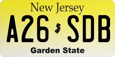 NJ license plate A26SDB