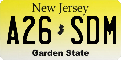 NJ license plate A26SDM