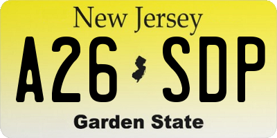 NJ license plate A26SDP