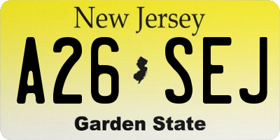 NJ license plate A26SEJ