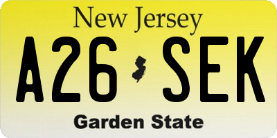 NJ license plate A26SEK