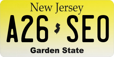 NJ license plate A26SEO