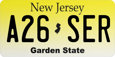 NJ license plate A26SER