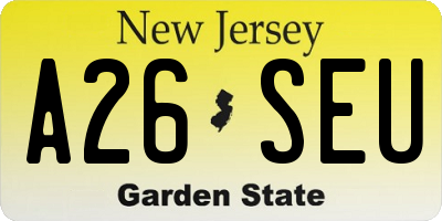 NJ license plate A26SEU