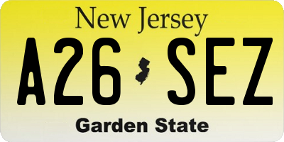 NJ license plate A26SEZ