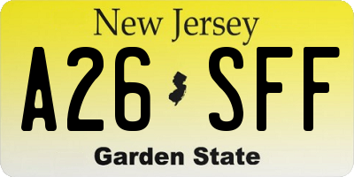 NJ license plate A26SFF