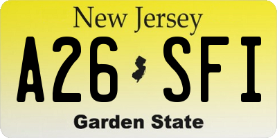 NJ license plate A26SFI
