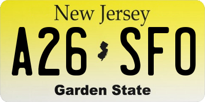NJ license plate A26SFO