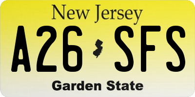 NJ license plate A26SFS