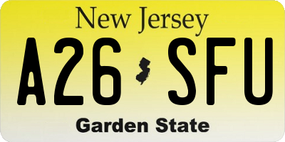 NJ license plate A26SFU