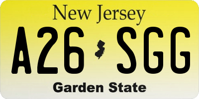 NJ license plate A26SGG