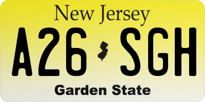 NJ license plate A26SGH