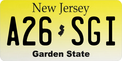 NJ license plate A26SGI