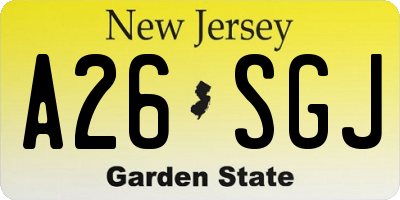 NJ license plate A26SGJ