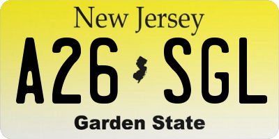 NJ license plate A26SGL