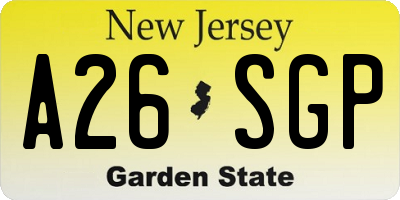 NJ license plate A26SGP