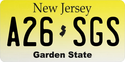 NJ license plate A26SGS