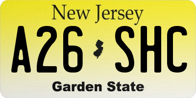 NJ license plate A26SHC