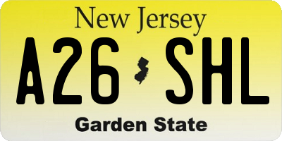 NJ license plate A26SHL