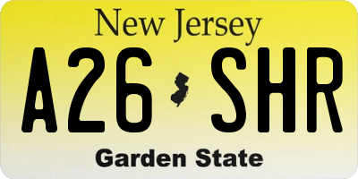 NJ license plate A26SHR