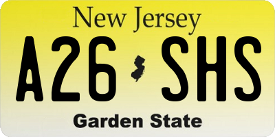 NJ license plate A26SHS