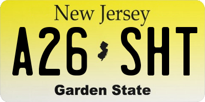 NJ license plate A26SHT