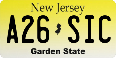NJ license plate A26SIC