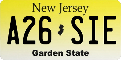 NJ license plate A26SIE