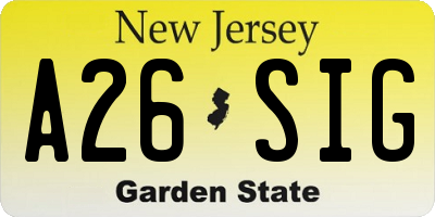 NJ license plate A26SIG