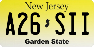NJ license plate A26SII