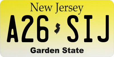 NJ license plate A26SIJ