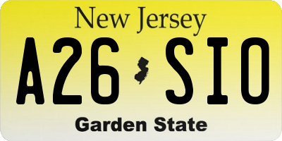 NJ license plate A26SIO