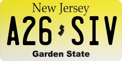 NJ license plate A26SIV