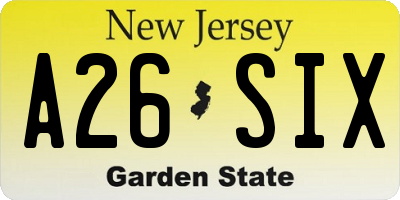 NJ license plate A26SIX