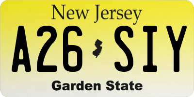NJ license plate A26SIY