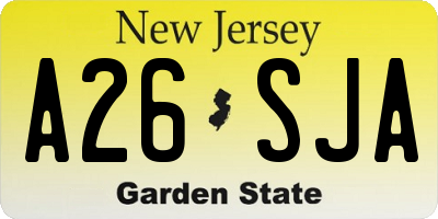 NJ license plate A26SJA