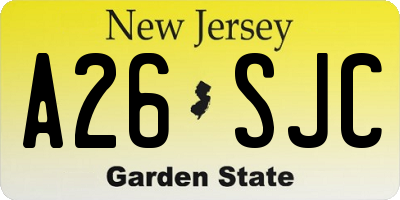 NJ license plate A26SJC