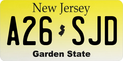 NJ license plate A26SJD
