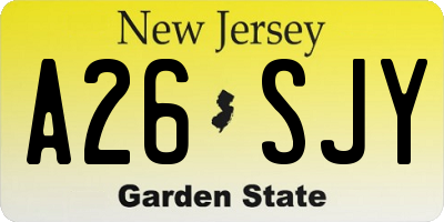 NJ license plate A26SJY