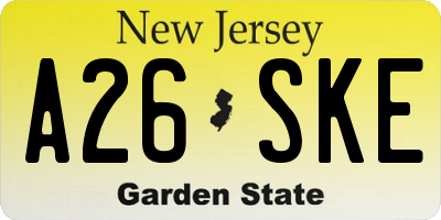 NJ license plate A26SKE