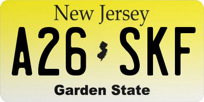 NJ license plate A26SKF