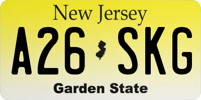 NJ license plate A26SKG