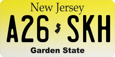 NJ license plate A26SKH