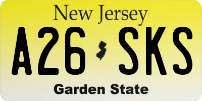 NJ license plate A26SKS