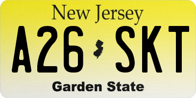 NJ license plate A26SKT