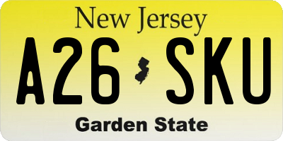 NJ license plate A26SKU