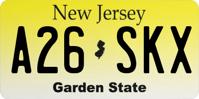 NJ license plate A26SKX